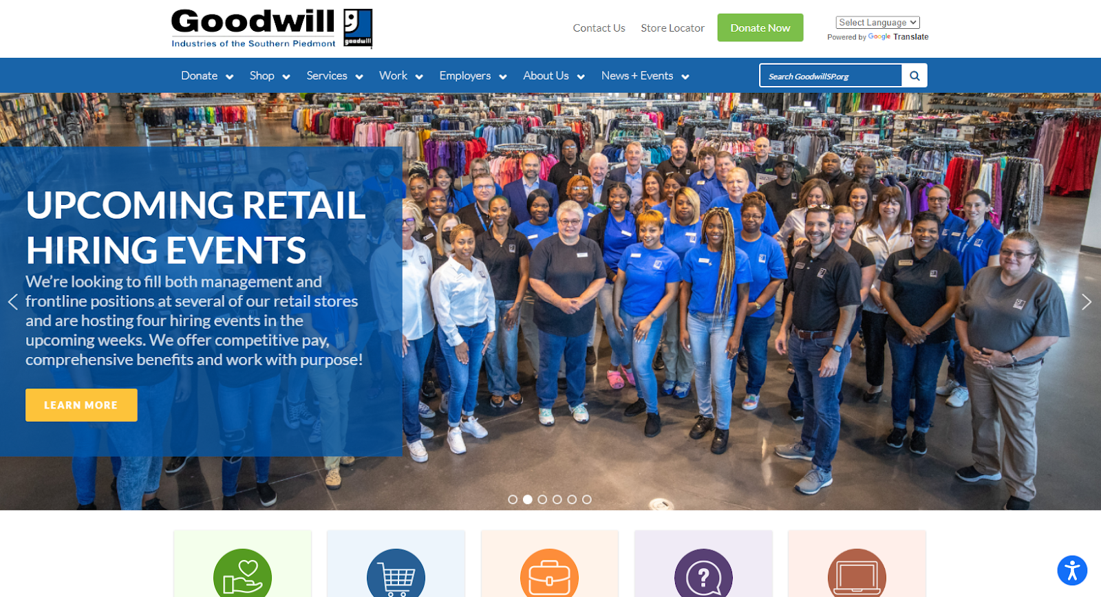 screenshot of Goodwill website