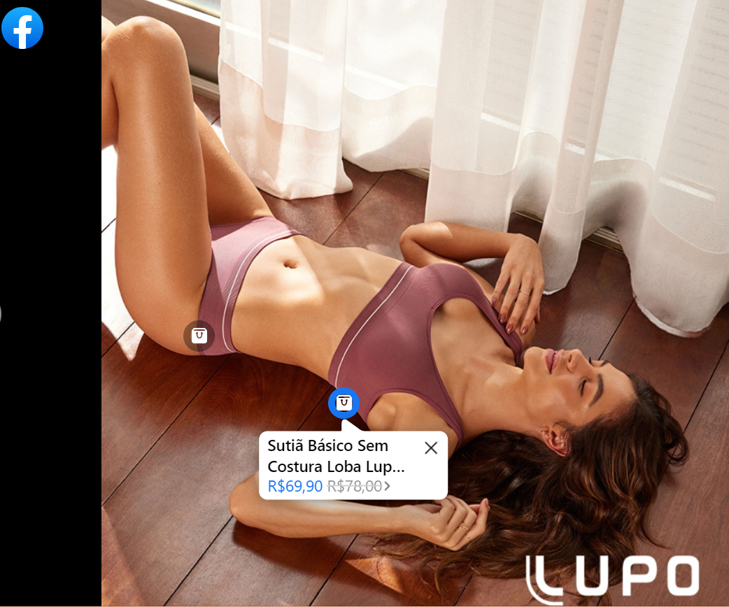 ícone de compra pelo Facebook social commerce Lupo