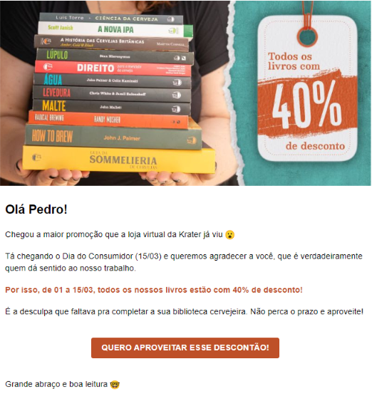 Newsletter personalizada produzida no sistema edrone.