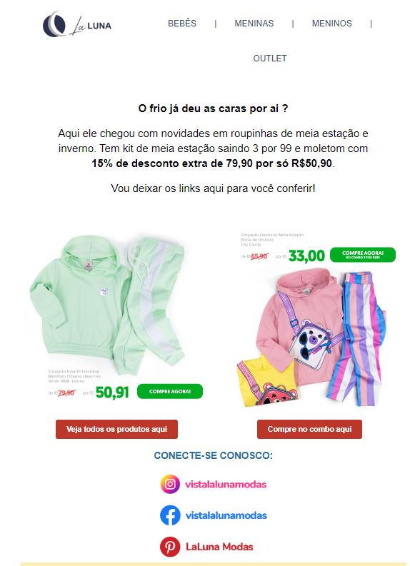 E-mail marketing promocional para nicho de e-commerce infantil