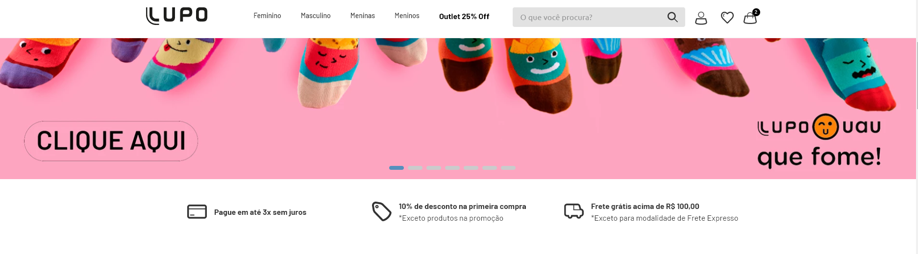 Diferenciais do site da Lupo para transformar usuários em clientes.