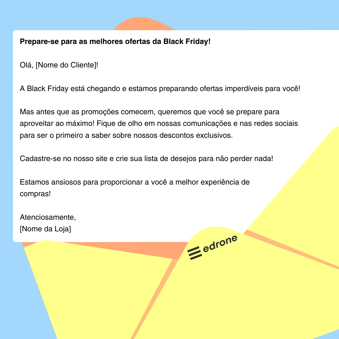 Black Friday para e-commerce - Modelo de e-mail marketing para enviar antes da Black Friday: e-mail de aquecimento.