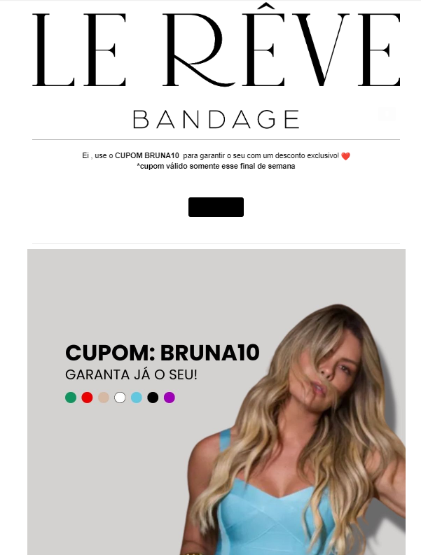 Automação de Marketing para E-commerce de moda de Recomendação de produto com desconto da Le Rêve feita no sistema edrone