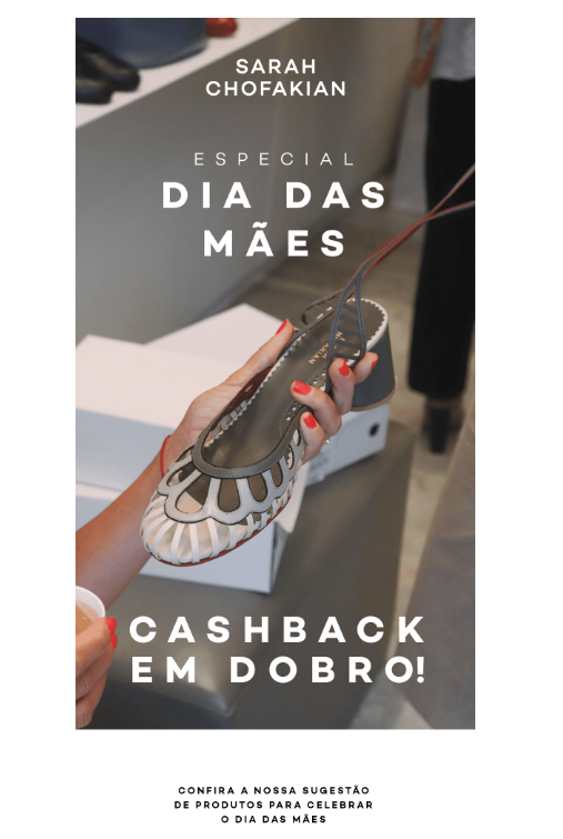E-commerce no Dia das Mães: campanha de cashback da Sarah Chofakian