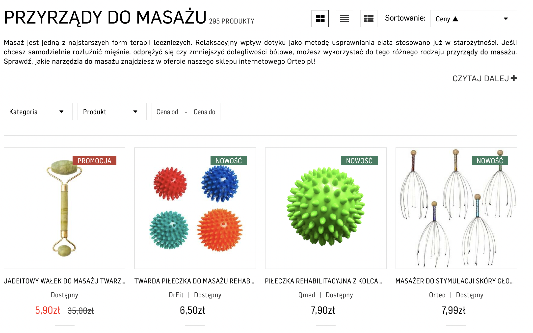 Przykładowe przyrządy do masażu w sklepie Orteo.pl