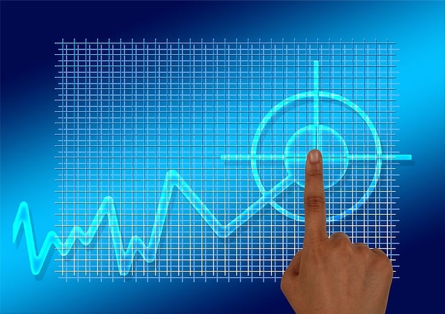 Gráfico com fundo azul representa lucro alvo
