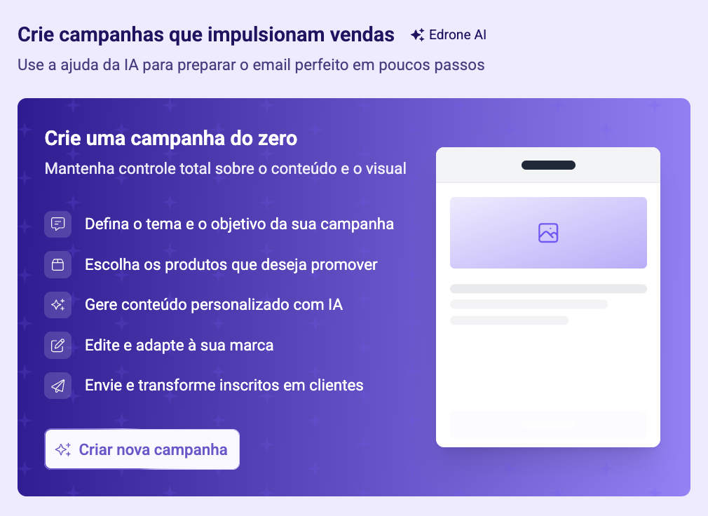gerador de e-mail com IA da edrone