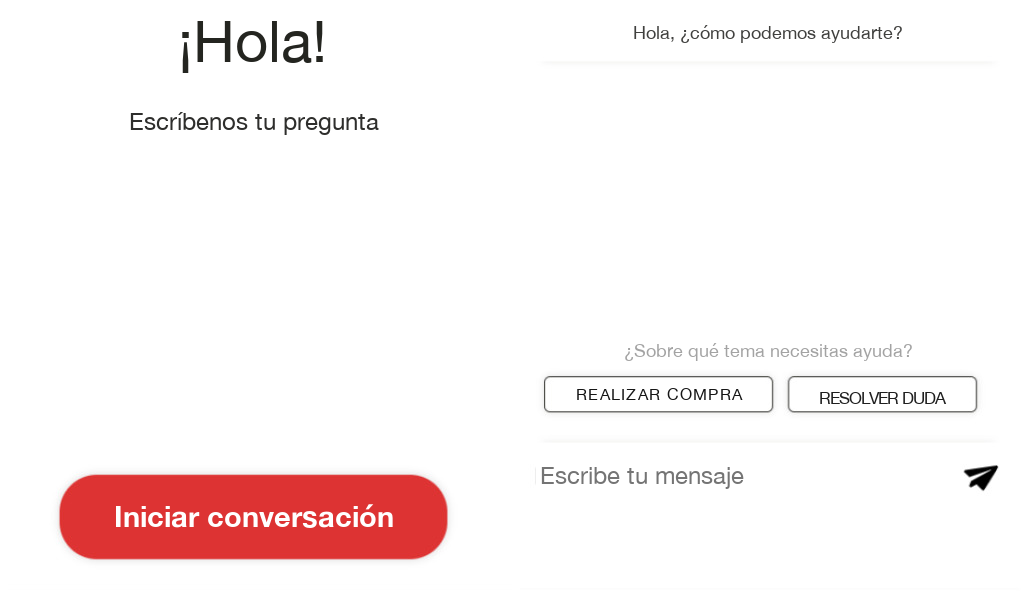 Ejemplo de mensaje de bienvenida para clientes por chat del sistema edrone