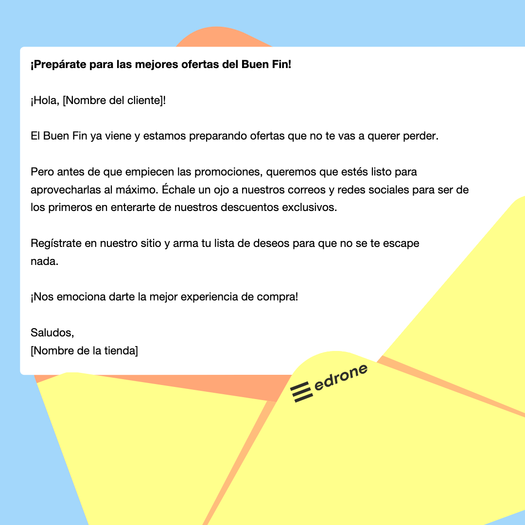 Plantilla de email de calentamiento para el Buen Fin