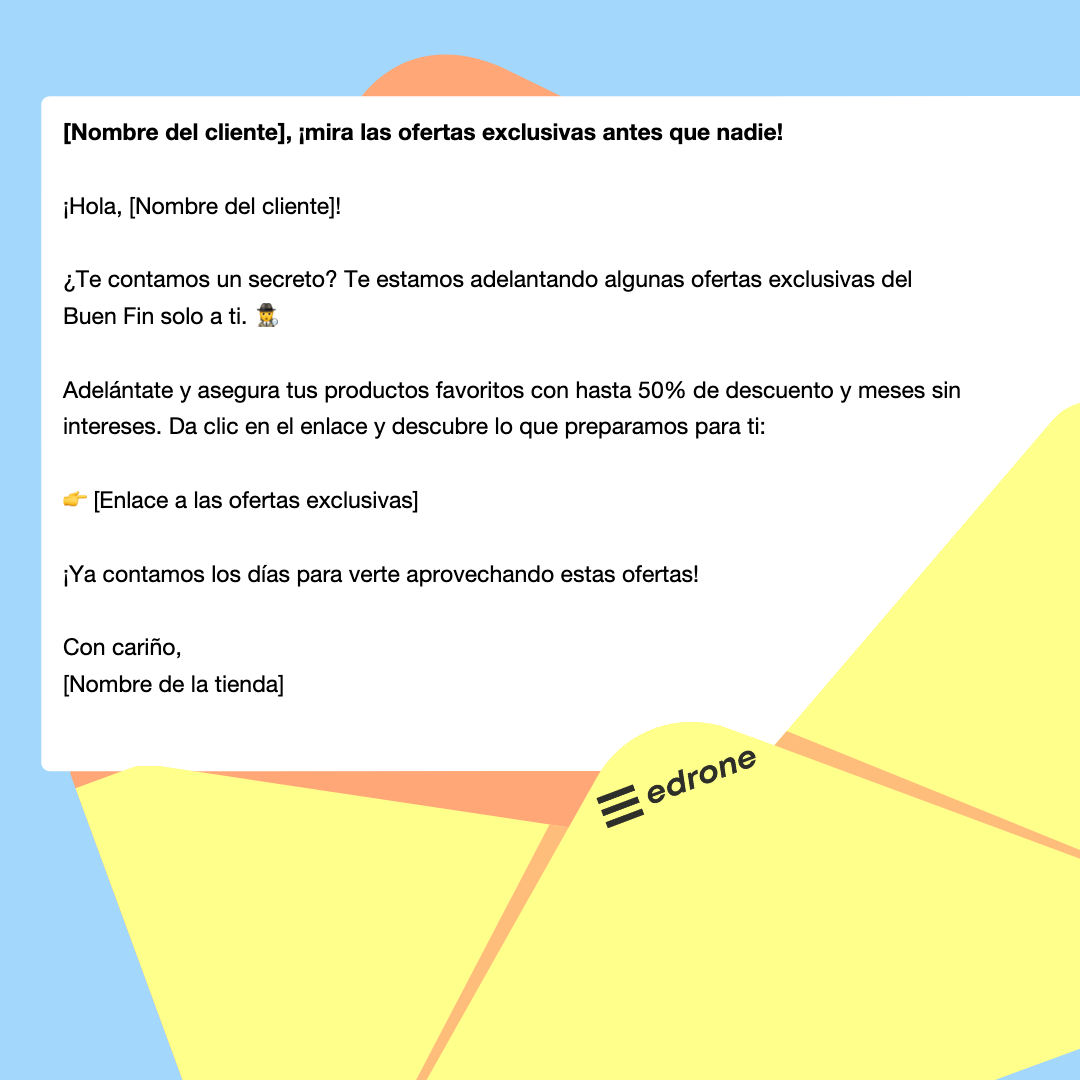 Plantilla de email de acceso anticipado a las ofertas del Buen Fin