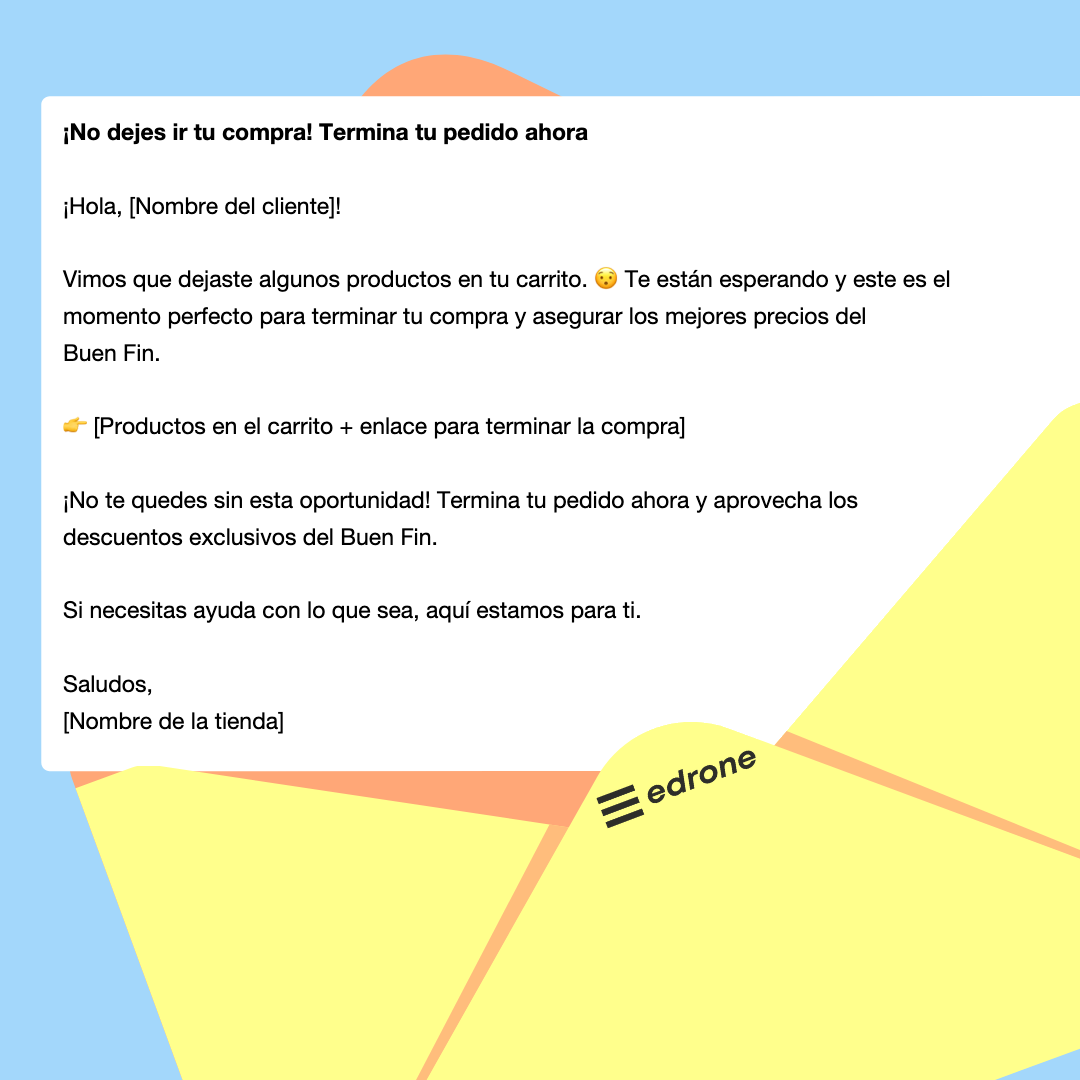 Plantilla de email de carrito abandonado para aumentar ventas en e-commerce en el Buen Fin