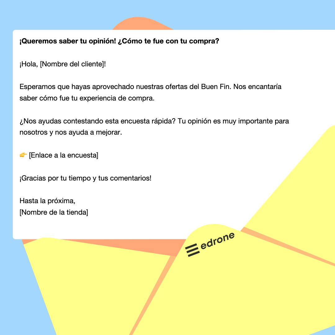 Plantilla de email para pedir feedback después del Buen Fin